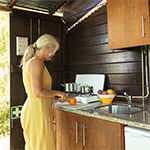 Keuken van de blauwe yurt