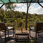 Uitzicht vanaf de oranje yurt